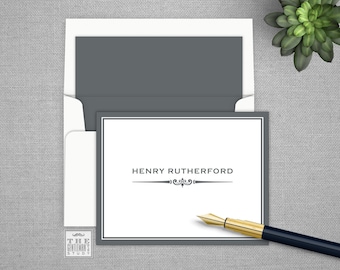 Gramercy Folded Notecards – Personalized Thank You Note Cards with Optional Lined Envelopes