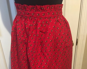 Red Print Half Apron