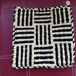 Thick Woven Potholders, 8.5 inches Square, Cotton Black/Lt. Yellow
