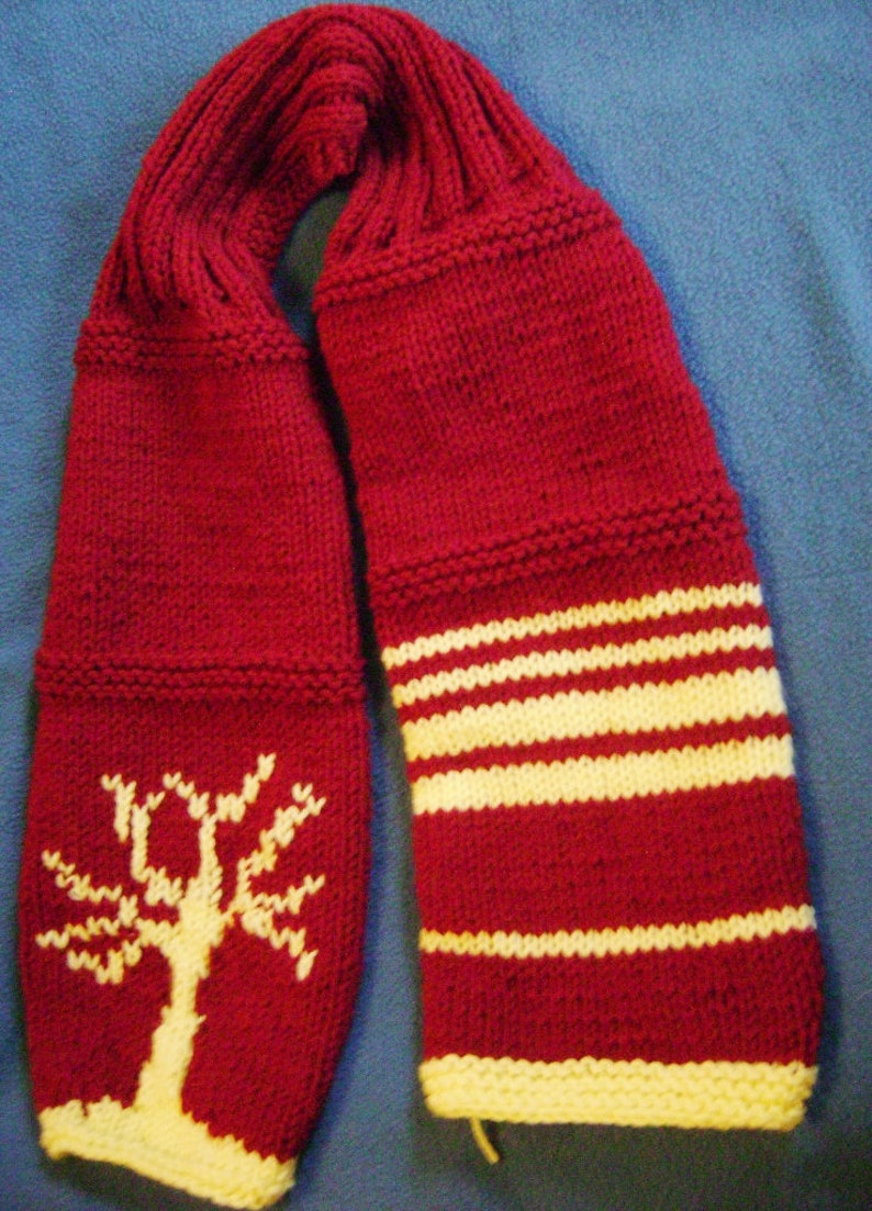 Knitted Scarf Pattern with Charted Tree image 1