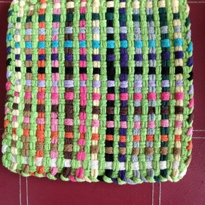 Thick Woven Potholders, 8.5 inches Square, Cotton Lime/multicolor
