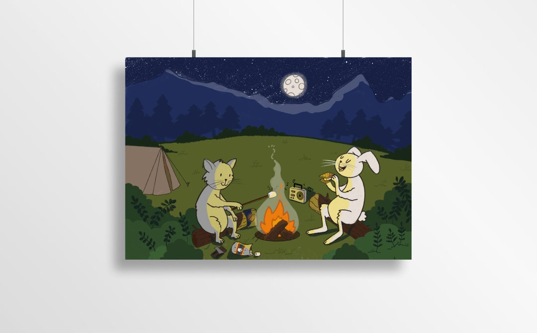 Bunny and Kitty Campfire - Etsy