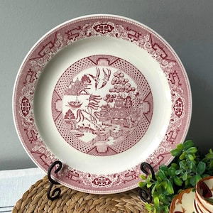 Vintage Red Willow Ware Plate: Royal China Double Phoenix ~ 12 inch, USA Made