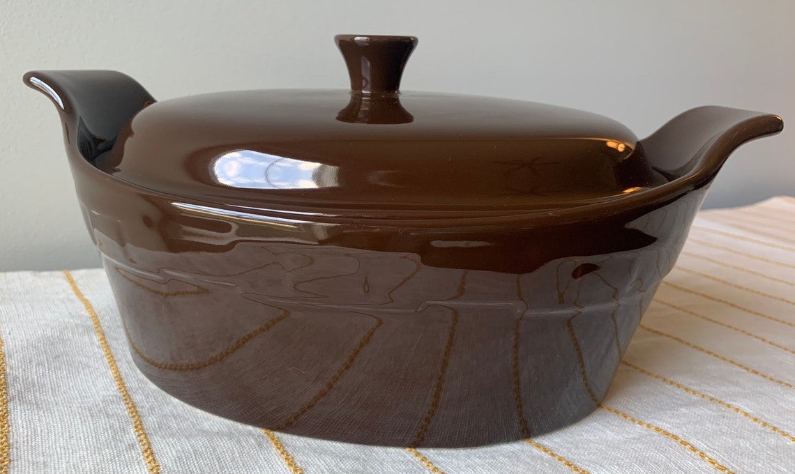 Longaberger Chocolate Brown Casserole Large Oval Baking Dish Etsy