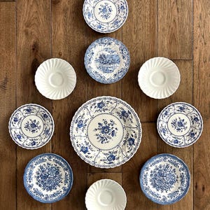 Vintage Blue & White Transferware Plates English Tableware and Decor