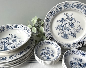 アイスホッケー ZIM'S Heirloom Collection Sets of Nikko Blue and White “ming Tree” Plates and Bowls