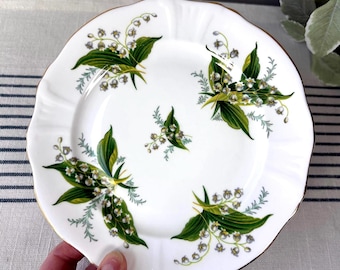 Vintage English Hammersley Plates: Lily of the Valley Salad/Dessert ~ Fine Bone China