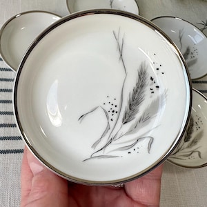 Vintage Easterling Bavarian Butter Pats: Platinum Trim Porcelain Trinket Dishes, Set of 5