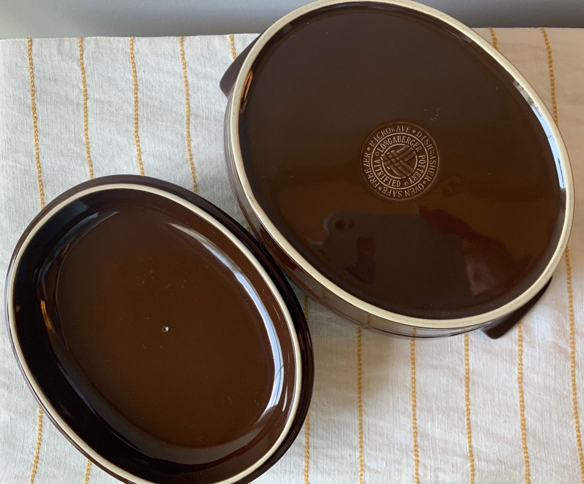 Longaberger Chocolate Brown Casserole Large Oval Baking Dish Etsy