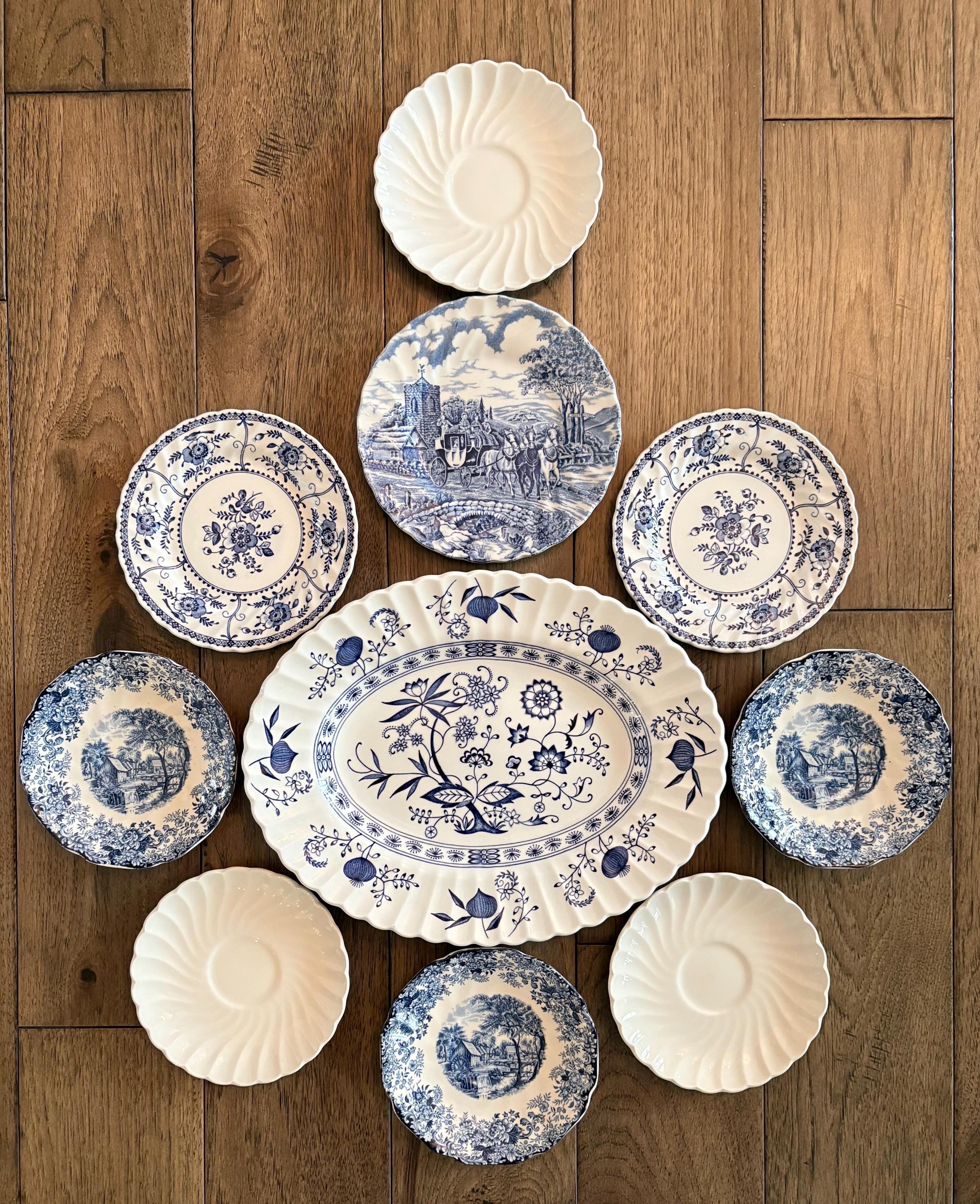Blue and White Flower China Plate - Etsy