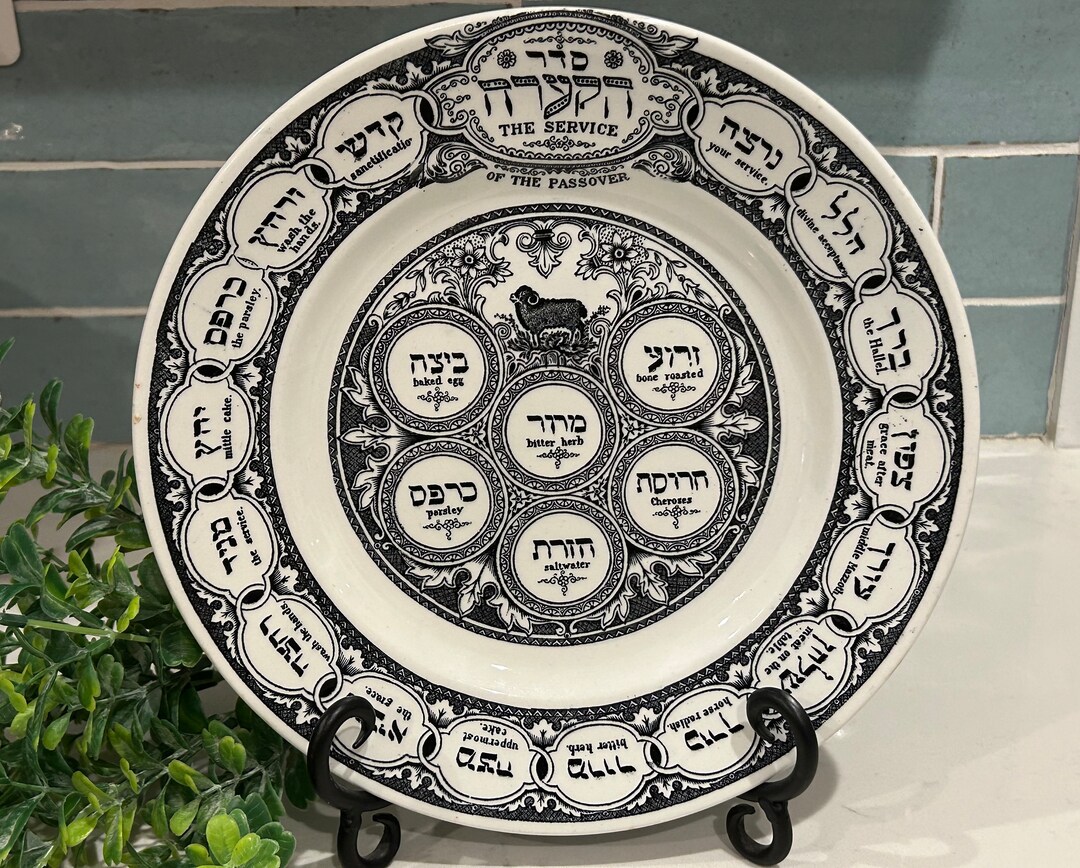 Antique Passover Seder Plate Staffordshire Bardigers Matzah Plate