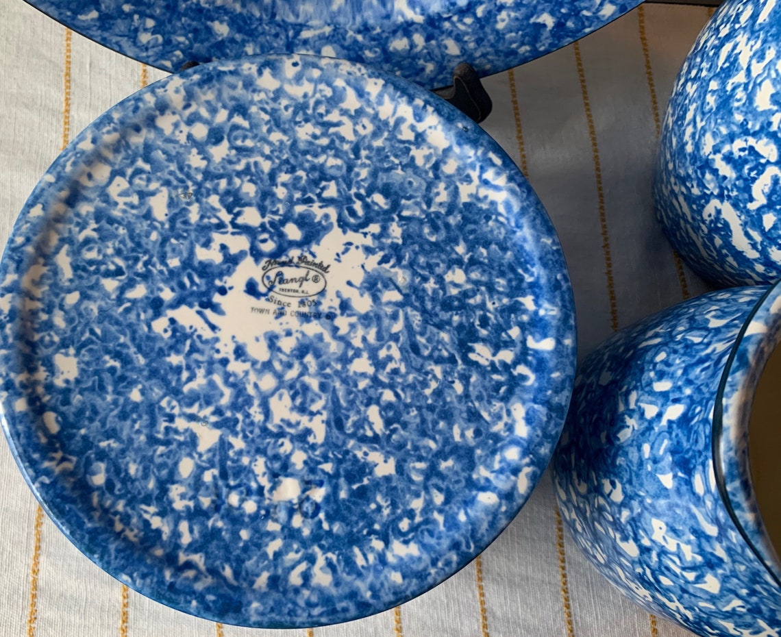 Stangl Blue Sponge Ware Town & Country Casserole Bowl Vintage Etsy
