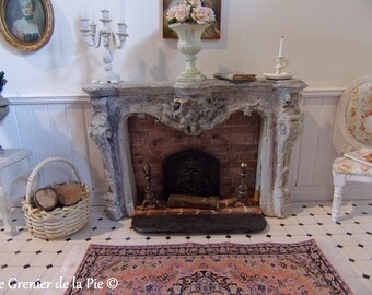 FIREPLACE OVERMANTLE ~ 2 Tone Gold ~ Dollhouse Mini ~ 1:12 scale ~ Room Box