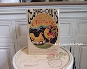 advertising plate in metal alcohol COGNAC at THE OEUFS AURORE rooster decoration hen hen retro vintage French 20x15cm French brandy tin sign