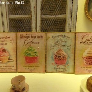 2 MINIATURES Wooden Plaques Mini Candy Lollipop / Pastry Cupcake ...