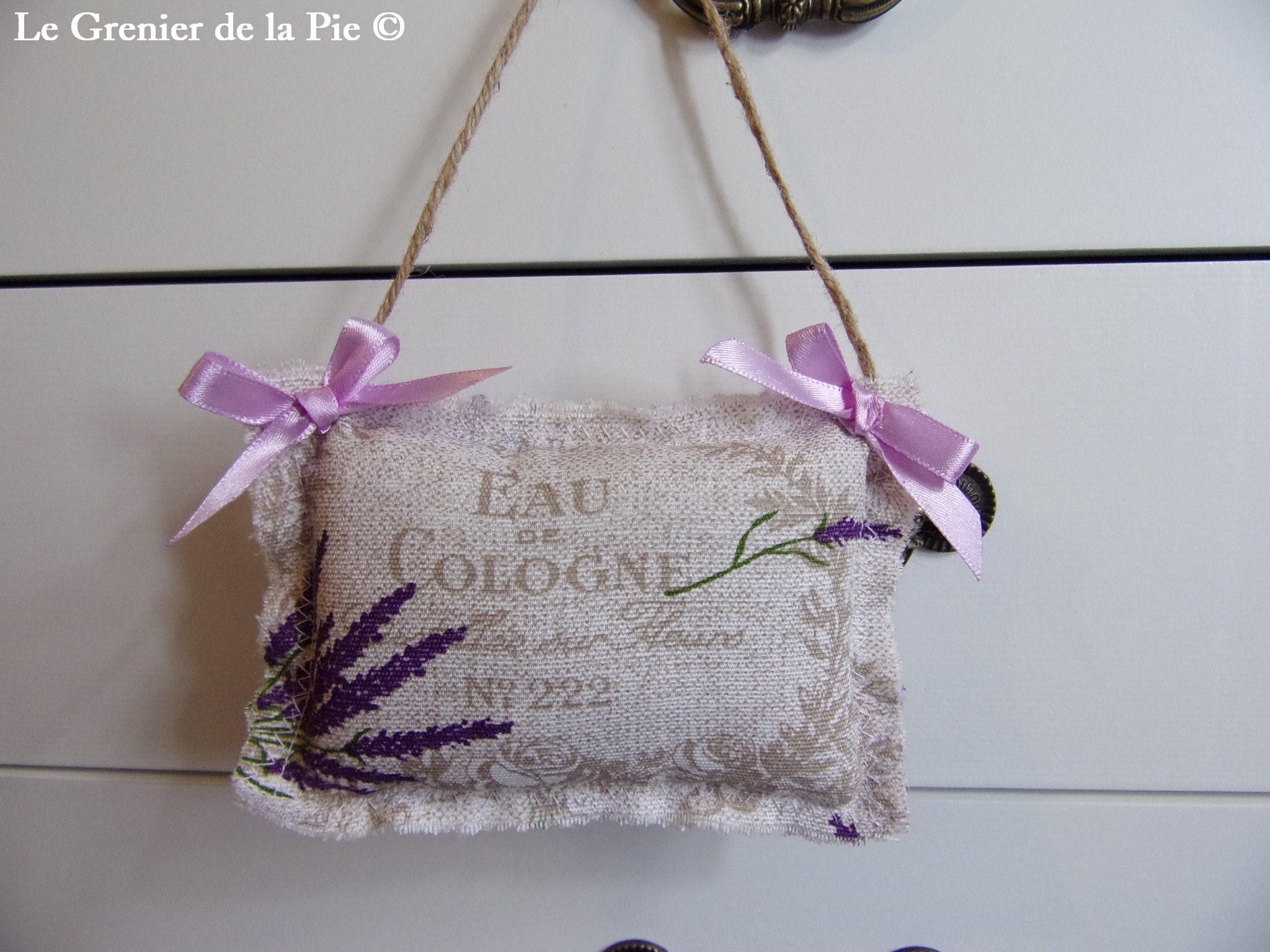 Coussin de Porte en Tissu à Suspendre Bouquet de Lavande Décoration Clé Toile Coton Motif Fleurs Pro