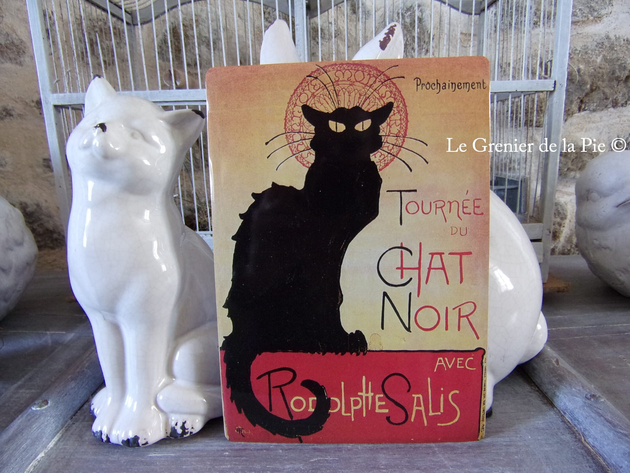 Plaque Publicité en Métal Affiche Steinlen Tournée Du Cabaret Le Chat Noir Salis Style Émail Rétro V
