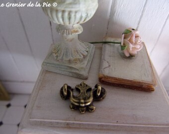 2 miniatuur koperen handgrepen voor poppenhuis schaal 1:12 mini hardware lade meubels klopper poppenhuis deurknop handvat