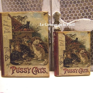 1 livre d'enfant miniature the book of pussy cats mini chat bibiliothèque pour maison de poupées échelle 1/12 1/6 déco conte rétro vintage