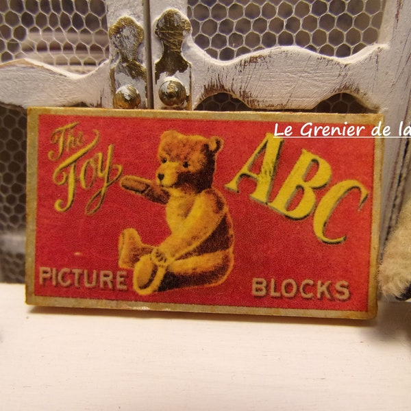 plaque miniature décoration ours nounours tableau en bois maison de poupées échelle 1:12 publicité jouet vintage teddybear dollhouse sign