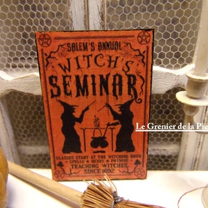 1 miniature Halloween witch Salem witch seminar wooden board for dollhouse scale 1:12 mini decoration dollhouse sign