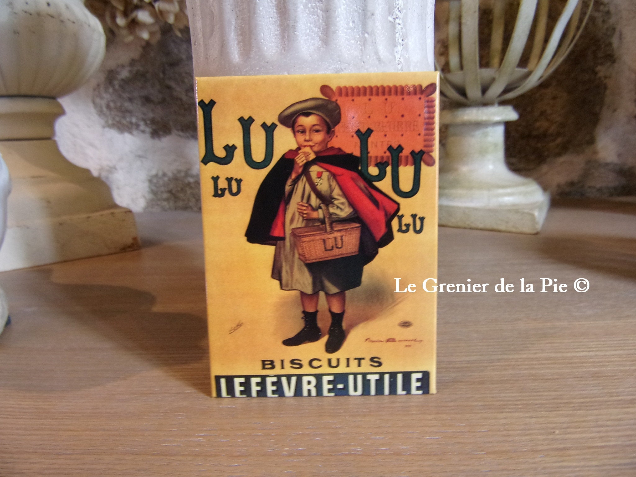 Grand Magnet Publicitaire Aimant de Frigo Biscuits Lu Petit Écolier Petit-Beurre 6.5x9cm Décoration