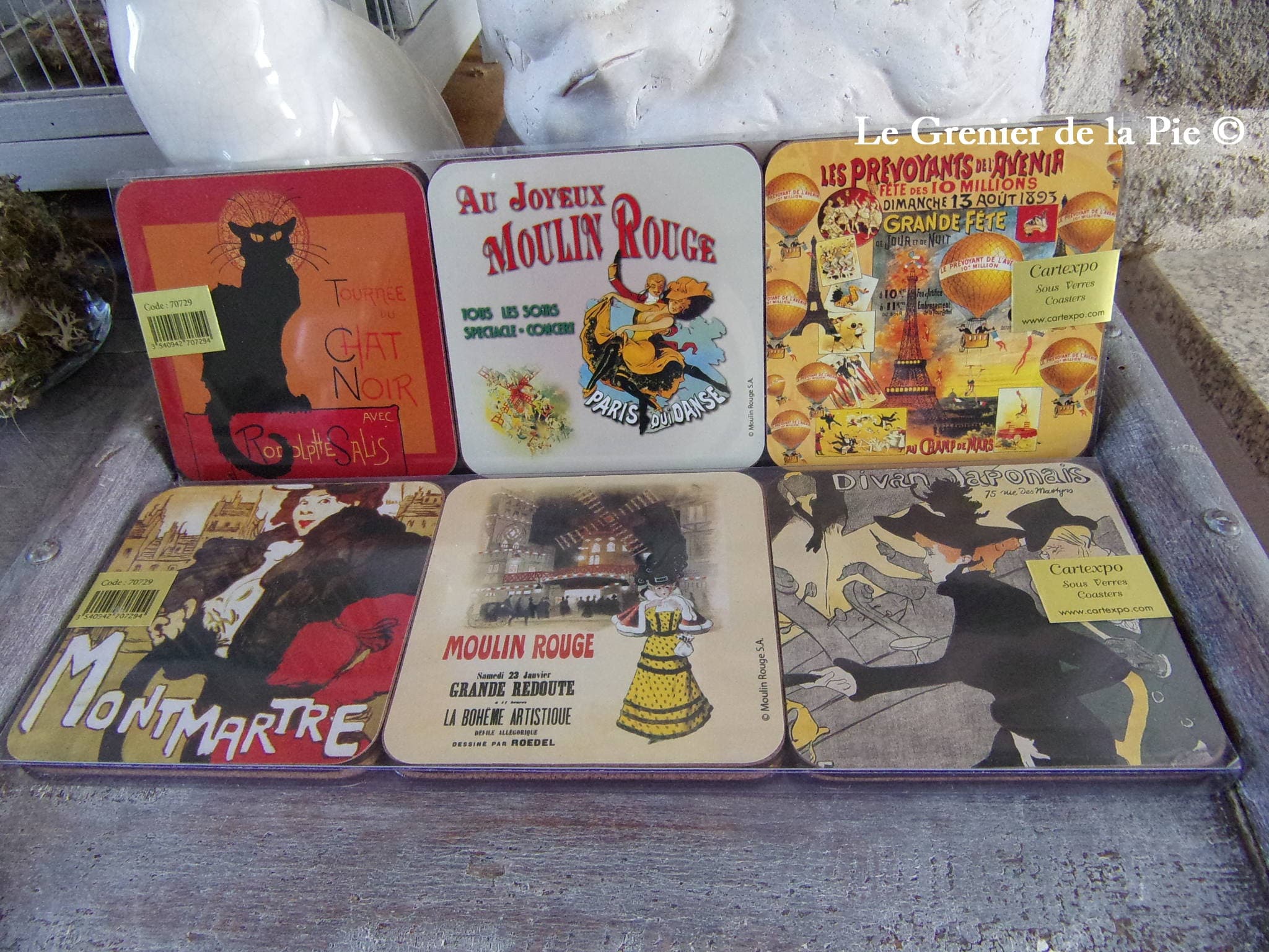 6 Dessous de Verre Sous-Verres Bar Décoration Cabarets de Paris Moulin Rouge Chat Noir Montmartre St