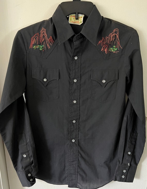 Cowboy Shirt: 1970's Soaring Eagle  Rocking K Ran… - image 3