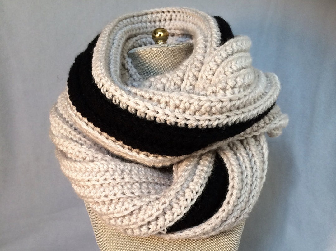 Striped Crochet Ribbed Infinity Scarf - Etsy