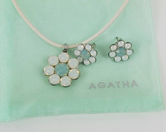 Agatha flower jewelry earrings necklace set.