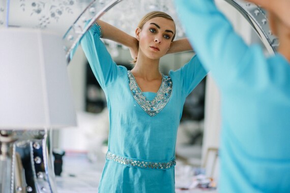 cleopatra blue dress Denim Blue Jersey Cleopatra Dress XS