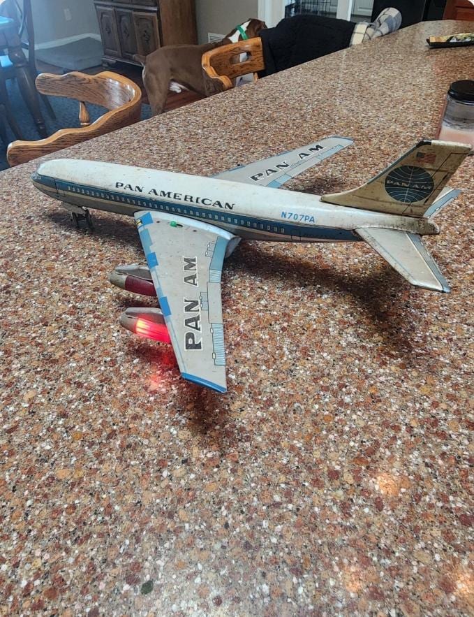 Pan American Boeing Jet Clipper Toy Airplane Battery Compartment