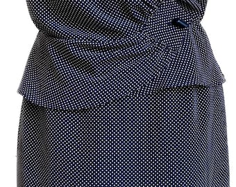 Caroline Rohmer 80 vintage sleeveless dress in black muslin and small white polka dots made in France Size XS 36