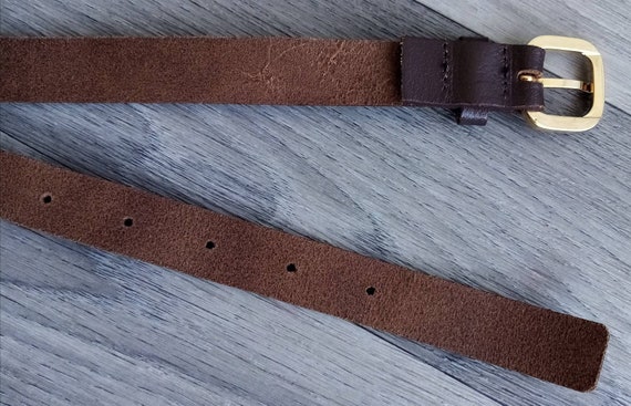 90' made in France thin vintage women's belt in d… - image 5