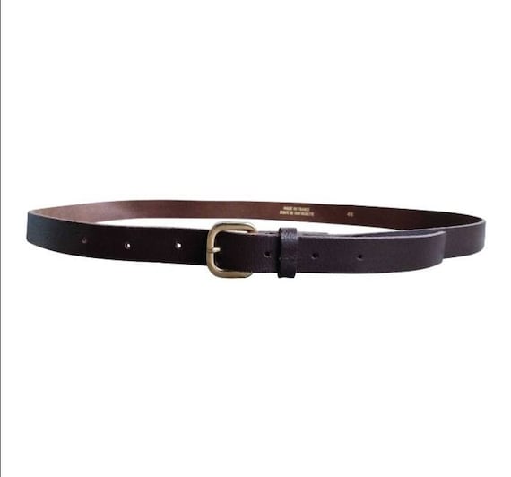 90' made in France thin vintage women's belt in d… - image 1