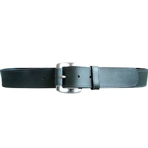 90&#39; made in Belgium vintage women&#39;s belt Printemps in gray leather and silver metal size 40 M