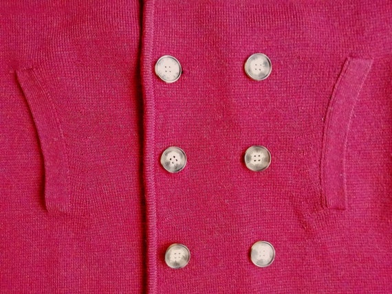 beauxhabits Kenzo Vintage Peacoat Short Jacket in Dark Red Wool Burgundy Curved Long Sleeves Size S