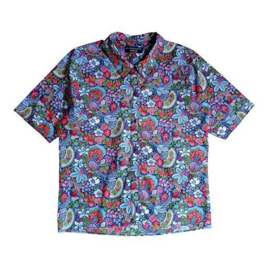 Chemisier Vintage CACHAREL En Coton - Taille 42 - Bleu Ciel - Occasion Très Bon État