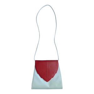 Vintage 90 trapeze-shaped women&#39;s handbag in white and red goatskin