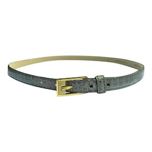 80 made of France belt woman vintage thin crocodile leather gray buckle in gold metal size XXS 34