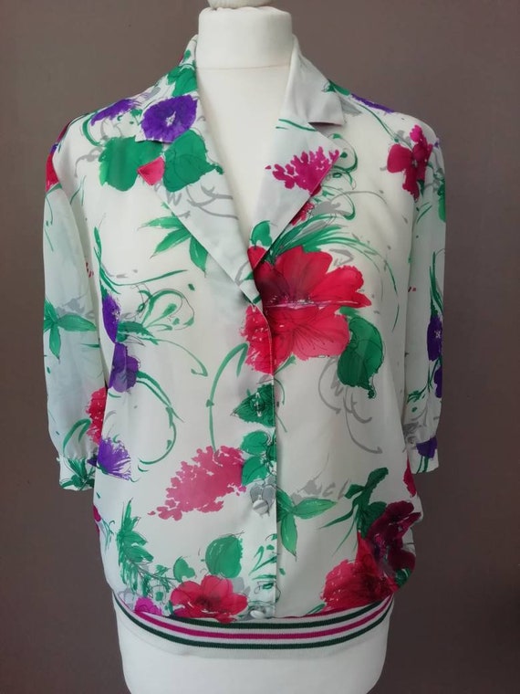 80' made in France vintage women's shirt short sl… - image 3