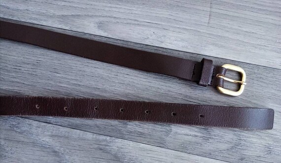 90' made in France thin vintage women's belt in d… - image 4