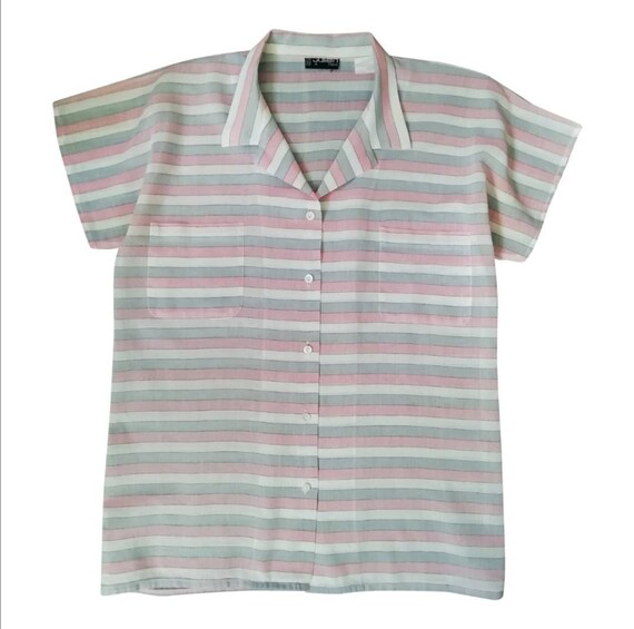 70' Made in France Vintage Women's Short Sleeve Shirt With