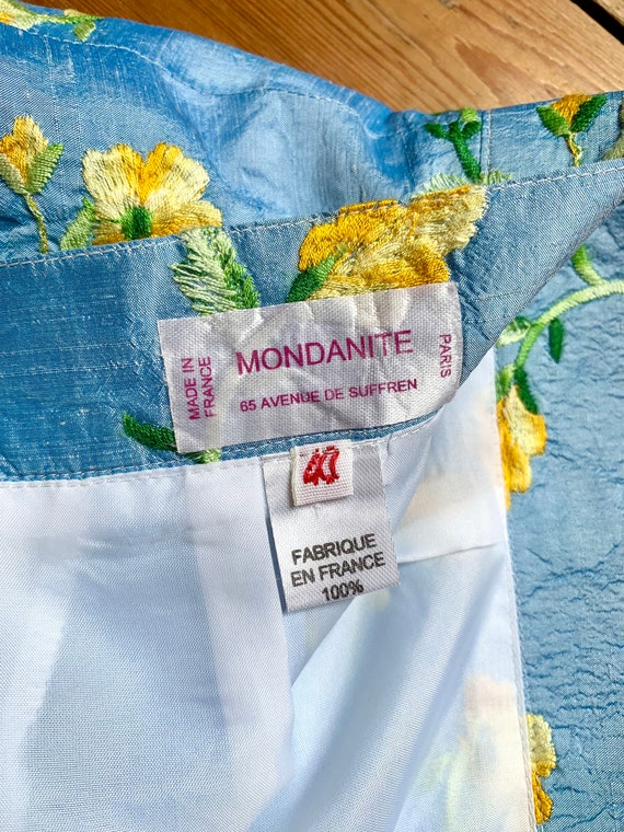 Vintage 90 straight skirt signed Mondanité in sky… - image 4