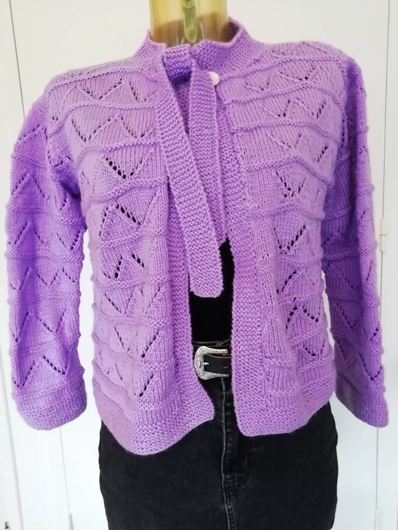 80 Handmade in France Vintage Women's Cardigan With Pussy