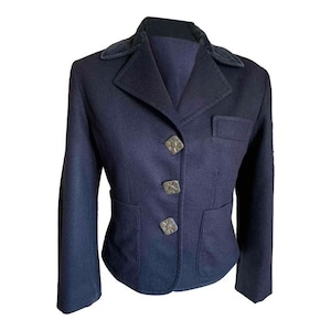 Bazar de Christian Lacroix 90 チャコールグレーのウールとカシミアのブレザー ライトグレーのベルベットカラー サイズ 40 M