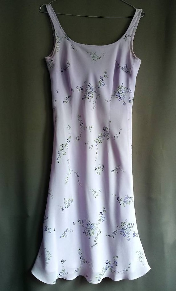 Naf Naf 90 robe midi vintage sans manche en crepe georgette lilas imprime fleuri ajustee cintree taille 36 XS Etsy Canada