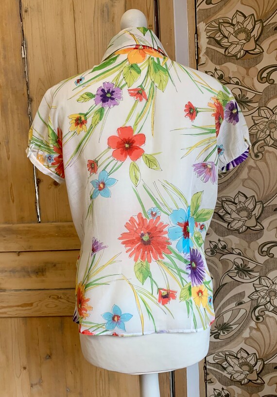Escada 90 vintage short-sleeved women's shirt in … - image 4