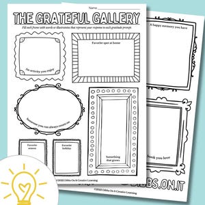 Actividad para colorear de gratitud imprimible / Galería de gratitud, recurso SEL, reflexión sobre atención plena, descarga digital