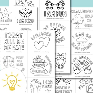 Colorable Positive Affirmation Cards Printable | SEL Activity, Mindfulness Coloring, Confidence Building, Digital Download